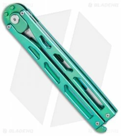 Artisan Cutlery Kinetic-Tool Automatic Butterfly Tool Green Ti (4" Satin) -Kershaw Sales Shop Artisan Cutlery Kinetic Tool Auto Butterfly Tool Gray Green Ti Satin 1823G GN BHQ 95171 jr side