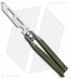 Artisan Cutlery Kinetic-Tool Automatic Butterfly Tool OD Green G-10 (4" Satin)