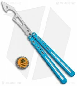 BBbarfly BBFireFly Knife Style Bottle Opener Balisong Blue (4.25" Satin) -Kershaw Sales Shop BB Barfly FireFly Blue Style Bottle Opener Butterfly BHQ 135620 jr bottlecap