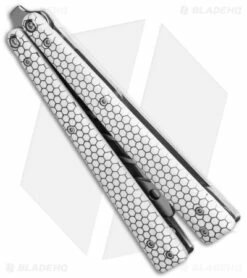 BB Barfly Pro V3 Laser Etched Edition Butterfly Knife White -Kershaw Sales Shop BB Barfly Pro V3 Laser Etched Edition Butterfly Knife White White BHQ 141779 td side