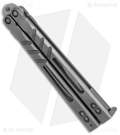 BRS Alpha Beast 3.0 Balisong Butterfly Knife Titanium (4.5" Bead Blast) 2 BRS Alpha Beast 3.0 Balisong Butterfly Knife Titanium (4.5" Bead Blast) - Image 2