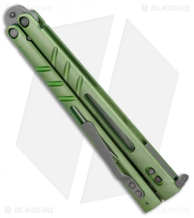 BRS Alpha Beast Infinity Balisong Butterfly Knife Green Ti (4.5" Stonewash) 2 BRS Alpha Beast Infinity Balisong Butterfly Knife Green Ti (4.5" Stonewash) - Image 2