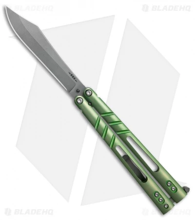 BRS Alpha Beast Infinity Balisong Butterfly Knife Green Ti (4.5" Stonewash) 1 BRS Alpha Beast Infinity Balisong Butterfly Knife Green Ti (4.5" Stonewash)