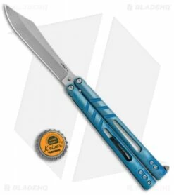 BRS Alpha Beast Infinity Balisong Butterfly Knife Titanium Blue (4.5" SW) -Kershaw Sales Shop BRS Alpha Beast Inifitiy Balisong Butterfly Knife Ti Blue SW BHQ 115486 jr bottlecap