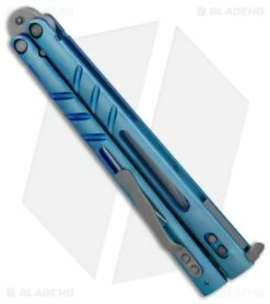 BRS Alpha Beast Infinity Balisong Butterfly Knife Titanium Blue (4.5" SW) -Kershaw Sales Shop BRS Alpha Beast Inifitiy Balisong Butterfly Knife Ti Blue SW BHQ 115486 jr side