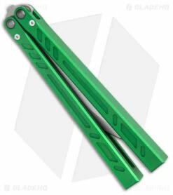 BRS Barebones Balisong Butterfly Knife Green Aluminum Channel (4.5" SW) -Kershaw Sales Shop BRS Barebones Balisong Butterfly Green Aluminum Channel SW BHQ 142013 jr side