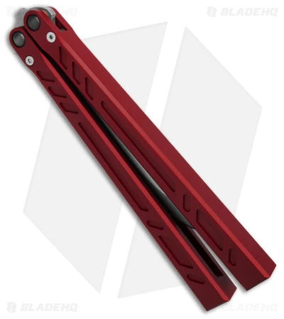 BRS Barebones Balisong Butterfly Knife Red Aluminum Channel (4.5" SW) 2 BRS Barebones Balisong Butterfly Knife Red Aluminum Channel (4.5" SW) - Image 2