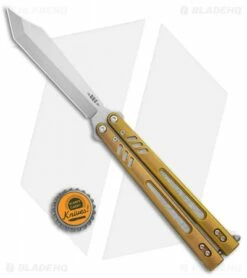 BRS Hybrid Replicant Standard Balisong Butterfly Knife Gold Titanium (4.6" SW) -Kershaw Sales Shop BRS Hybrid Replicant Blaisong Butterfly Gold Ti Standard SW BHQ 135469 jr bottlecap