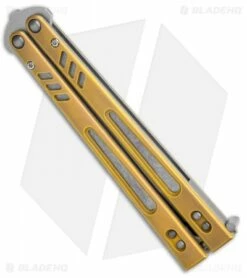 BRS Hybrid Replicant Standard Balisong Butterfly Knife Gold Titanium (4.6" SW) -Kershaw Sales Shop BRS Hybrid Replicant Blaisong Butterfly Gold Ti Standard SW BHQ 135469 jr side