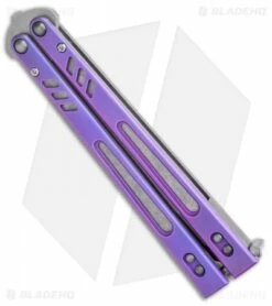 BRS Hybrid Replicant Standard Balisong Butterfly Knife Purple Titanium (4.6" SW) -Kershaw Sales Shop BRS Hybrid Replicant Blaisong Butterfly Purple Ti Standard SW BHQ 135470 jr side 1