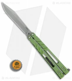 BRS Premium ALT Alpha Beast Balisong Butterfly Knife Green Ti (4.5" Stonewash) -Kershaw Sales Shop BRS Premium ALT Alpha Beast Bali green Ti SW BHQ 82957 er bottlecap