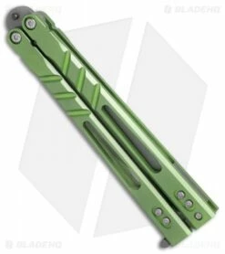 BRS Premium ALT Alpha Beast Balisong Butterfly Knife Green Ti (4.5" Stonewash) -Kershaw Sales Shop BRS Premium ALT Alpha Beast Bali green Ti SW BHQ 82957 er spine