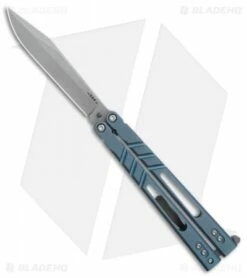 BRS Premium ALT Alpha Beast Balisong Butterfly Knife Blue Ti (4.5" Stonewash)
