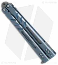 BRS Premium ALT Alpha Beast Balisong Butterfly Knife Blue Ti (4.5" Stonewash) -Kershaw Sales Shop BRS Premium ALT Alpha Beast bali blue Ti SW BHQ 82804 er spine