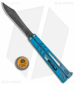 BRS Premium Alpha Beast Balisong Butterfly Knife Blue Ti (4.5" Acid) -Kershaw Sales Shop BRS Premium Alpha Beast Balisong Blue Ti Acid BHQ 115541 jr bottlecap