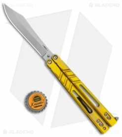 BRS Premium Alpha Beast Balisong Butterfly Knife Gold Ti (4.5" Stonewash) -Kershaw Sales Shop BRS Premium Alpha Beast Balisong Gold Ti SW BHQ 115542 jr bottlecap