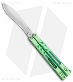 BRS Premium Alpha Beast Kukri Balisong Butterfly Knife Green Ti (4.5" SW)
