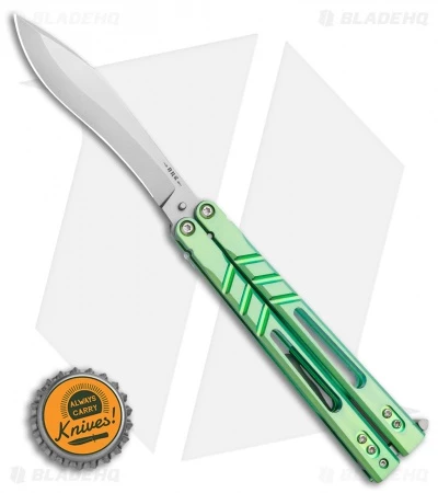 BRS Premium Alpha Beast Kukri Balisong Butterfly Knife Green Ti (4.5" SW) 4 BRS Premium Alpha Beast Kukri Balisong Butterfly Knife Green Ti (4.5" SW) - Image 4