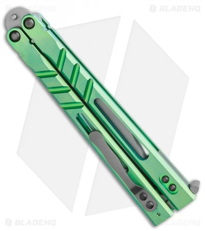 BRS Premium Alpha Beast Kukri Balisong Butterfly Knife Green Ti (4.5" SW) 3 BRS Premium Alpha Beast Kukri Balisong Butterfly Knife Green Ti (4.5" SW) - Image 3