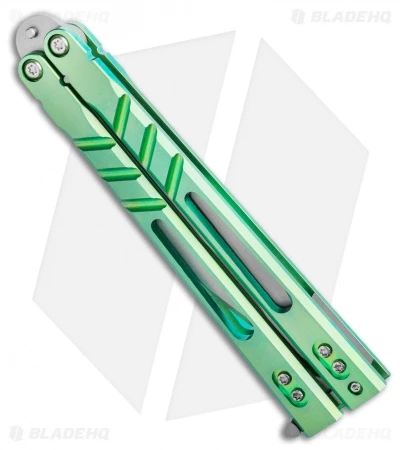 BRS Premium Alpha Beast Kukri Balisong Butterfly Knife Green Ti (4.5" SW) 2 BRS Premium Alpha Beast Kukri Balisong Butterfly Knife Green Ti (4.5" SW) - Image 2