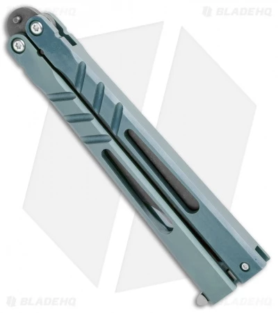 BRS Premium Channel Alpha Beast Balisong Butterfly Knife Blue Ti (4.5" Acid)CHAB 2 BRS Premium Channel Alpha Beast Balisong Butterfly Knife Blue Ti (4.5" Acid)CHAB - Image 2