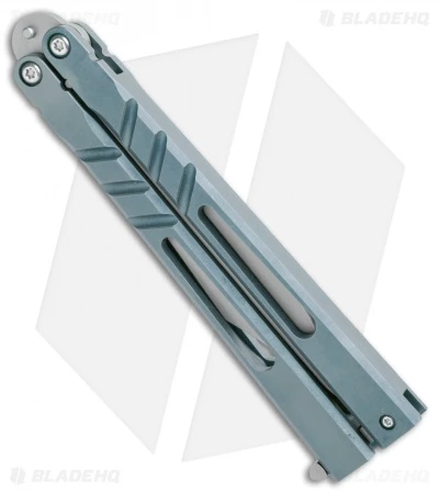 BRS Premium Channel Alpha Beast Balisong Butterfly Knife Blue Ti (4.5") CHAB 2 BRS Premium Channel Alpha Beast Balisong Butterfly Knife Blue Ti (4.5") CHAB - Image 2