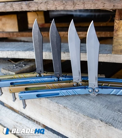 BRS Premium Channel Alpha Beast Balisong Butterfly Knife Blue Ti (4.5") CHAB 5 BRS Premium Channel Alpha Beast Balisong Butterfly Knife Blue Ti (4.5") CHAB - Image 5