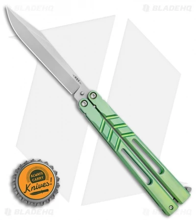 BRS Premium Channel Alpha Beast Balisong Butterfly Knife Green Ti (4.5") CHAB 4 BRS Premium Channel Alpha Beast Balisong Butterfly Knife Green Ti (4.5") CHAB - Image 4