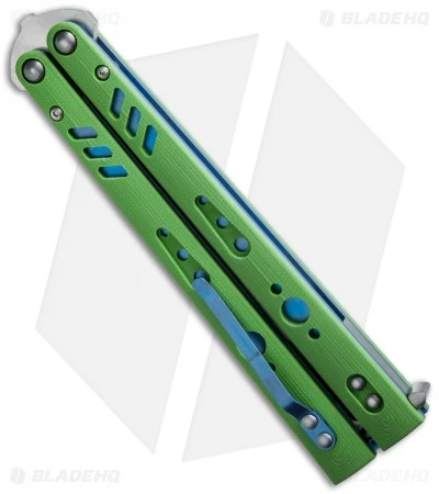 BRS Premium Replicant ALT Balisong Butterfly Knife Green G-10/Blue Ti (4.5" SW) 2 BRS Premium Replicant ALT Balisong Butterfly Knife Green G-10/Blue Ti (4.5" SW) - Image 2