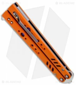 BRS Premium Replicant ALT Bali Butterfly Knife Orange G-10/Purple Ti (4.5" SW) -Kershaw Sales Shop BRS Premium Replicant ALT Balisong Butterfly Orange Purple SW BHQ 51441 jr side 2