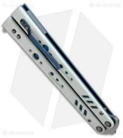 BRS Premium Replicant ALT Bali Butterfly Knife White G-10/Blue Ti (4.5" SW) -Kershaw Sales Shop BRS Premium Replicant ALT Balisong Butterfly White Blue SW BHQ 51442 jr side 2