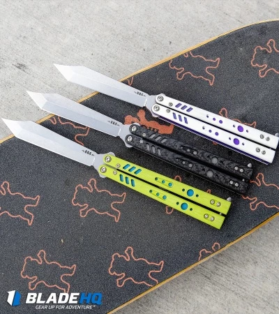 BRS Premium Replicant Balisong Butterfly Knife White G-10/Purple Ti (4.5" SW) 5 BRS Premium Replicant Balisong Butterfly Knife White G-10/Purple Ti (4.5" SW) - Image 5