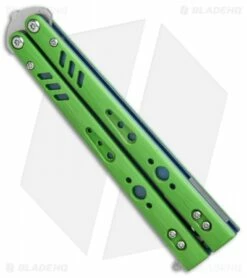 BRS Premium Replicant Balisong Butterfly Knife Green G-10/Blue Ti (4.5" SW) -Kershaw Sales Shop BRS Premium Replicant balisong butterfly knife green G10 blue ti sw BHQ 26710 er spine