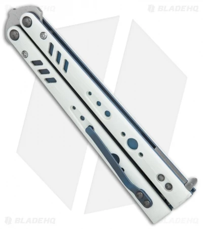 BRS Premium Replicant Balisong Butterfly Knife White G-10/Blue Ti (4.5" SW) 2 BRS Premium Replicant Balisong Butterfly Knife White G-10/Blue Ti (4.5" SW) - Image 2