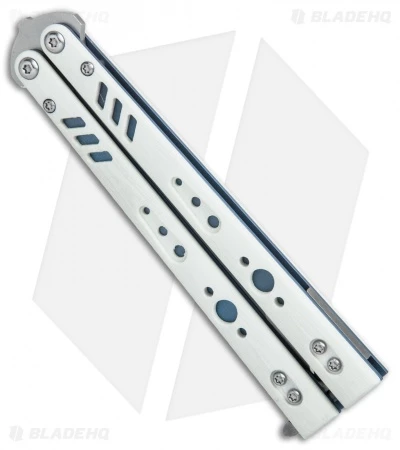 BRS Premium Replicant Balisong Butterfly Knife White G-10/Blue Ti (4.5" SW) 3 BRS Premium Replicant Balisong Butterfly Knife White G-10/Blue Ti (4.5" SW) - Image 3
