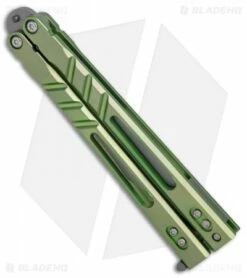 BRS Premium Alpha Beast Balisong Butterfly Knife Green Ti W/ Clip (4.5" SW) -Kershaw Sales Shop BRS Premium STD Alpha Beast Bali Green Ti SW BHQ 82958 er spine