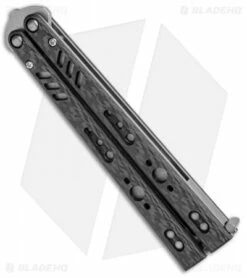 BRS Replicant Balisong Butterfly Knife Carbon Fiber (4.5" Stonewash) -Kershaw Sales Shop BRS Replicant Balisong Butterfly CF SW BHQ 68798 jr side 2