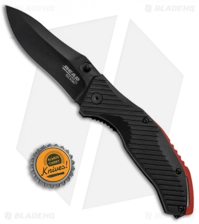 Bear Edge 4.5" Spring Assisted Knife Black W/ Red Backspacer (4.5" Black) 4 Bear Edge 4.5" Spring Assisted Knife Black W/ Red Backspacer (4.5" Black) - Image 4