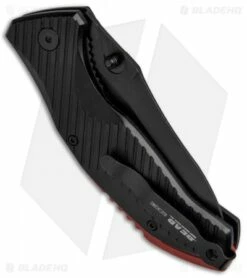 Bear Edge 4.5" Spring Assisted Knife Black W/ Red Backspacer (4.5" Black) 6 Bear Edge 4.5" Spring Assisted Knife Black W/ Red Backspacer (4.5" Black) -Kershaw Sales Shop Bear Edge 4.5in SA Black Red Backspacer Black 61103 BHQ 68071 jr side
