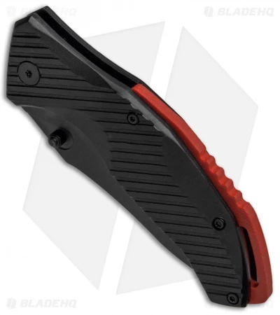 Bear Edge 4.5" Spring Assisted Knife Black W/ Red Backspacer (4.5" Black) 2 Bear Edge 4.5" Spring Assisted Knife Black W/ Red Backspacer (4.5" Black) - Image 2
