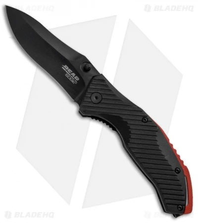 Bear Edge 4.5" Spring Assisted Knife Black W/ Red Backspacer (4.5" Black) 1 Bear Edge 4.5" Spring Assisted Knife Black W/ Red Backspacer (4.5" Black)