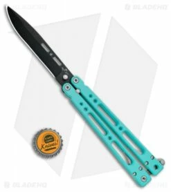 Bear OPS Bear Song IV Butterfly Knife Teal Al (4.38" Black) B-400-AlCP-B+TR -Kershaw Sales Shop Bear OPS Bear Song IV Butterfly Teal Aluminum Black B 400 ALCYP B TR BHQ 102299 jr bottlecap
