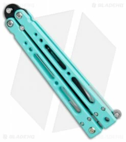 Bear OPS Bear Song IV Butterfly Knife Teal Al (4.38" Black) B-400-AlCP-B+TR -Kershaw Sales Shop Bear OPS Bear Song IV Butterfly Teal Aluminum Black B 400 ALCYP B TR BHQ 102299 jr side