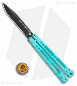 Bear OPS Bear Song IV Butterfly Knife Teal Al (4.38" Black) B-400-AlCP-B -Kershaw Sales Shop Bear Ops Bear Song IV Butterfly Knife Teal Al Black BHQ 99616 ns bottlecap