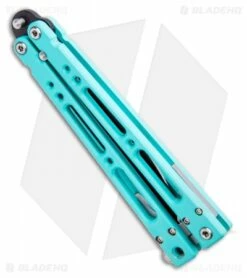Bear OPS Bear Song IV Butterfly Knife Teal Al (4.38" Black) B-400-AlCP-B -Kershaw Sales Shop Bear Ops Bear Song IV Butterfly Knife Teal Al Black BHQ 99616 ns side