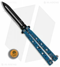 Bear OPS Bear Song V Butterfly Knife Blue Raindrop (4.38" Black) B-500-AIDB-B -Kershaw Sales Shop Bear Ops Bear Song V BHQ 84742 er bottlecap