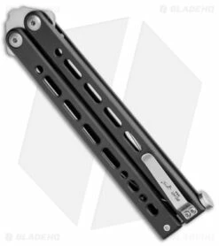 Bear Ops Bear Song VIII Butterfly Knife Clip Point Black Steel (4.5" Satin) -Kershaw Sales Shop Bear Ops Bear Song VIII Butterfly CP Black Steel Satin BHQ 107303 jr side