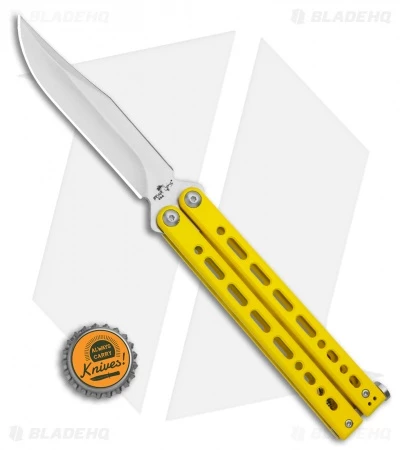 Bear Ops Bear Song VIII Butterfly Knife Yellow Clip Point (4.5" Satin) 4 Bear Ops Bear Song VIII Butterfly Knife Yellow Clip Point (4.5" Satin) - Image 4
