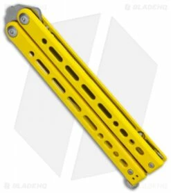 Bear Ops Bear Song VIII Butterfly Knife Yellow Clip Point (4.5" Satin) 6 Bear Ops Bear Song VIII Butterfly Knife Yellow Clip Point (4.5" Satin) -Kershaw Sales Shop Bear Ops Bear Song VIII Butterfly Knife Yellow Clip Point 4.5in Satin B 800 SSYW S BHQ 113965 LS Side