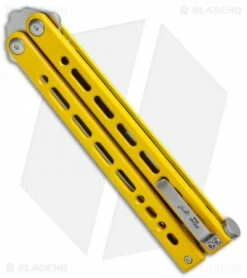 Bear Ops Bear Song VIII Butterfly Knife Tanto Yellow Steel (4.5" Satin) -Kershaw Sales Shop Bear Ops Bear Song VIII Butterfly Yellow Tanto Satin B 810 SSYW S BHQ 124341 jr side